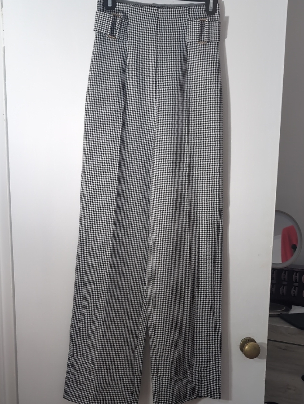 River Island Black & White Houndstooth Wide-Leg Trousers